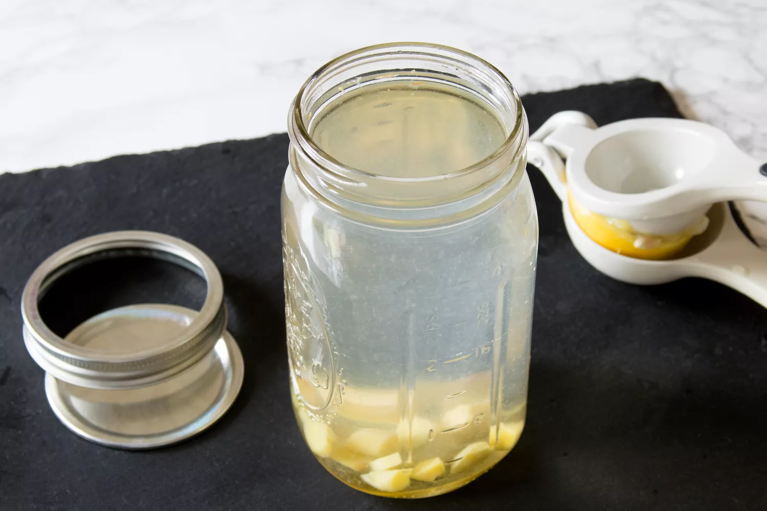 Mixing Honey-Ginger Switchel