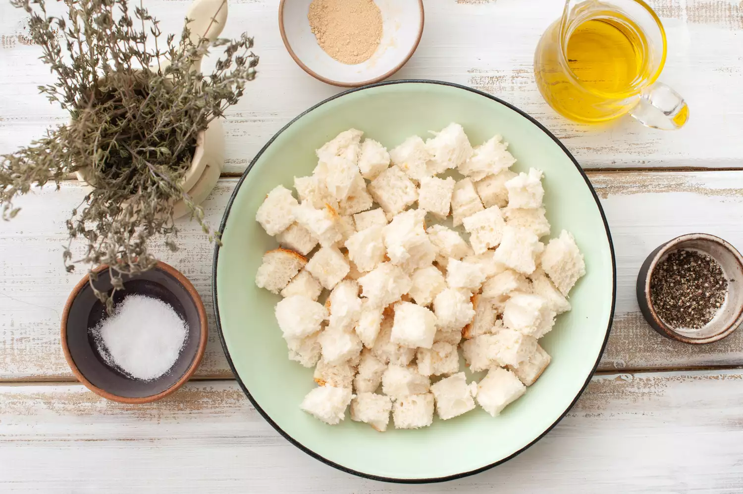 Pain coupé en cubes de 1/2 pouce