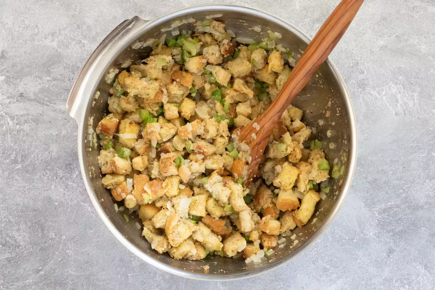 mixing bowl with the stuffing