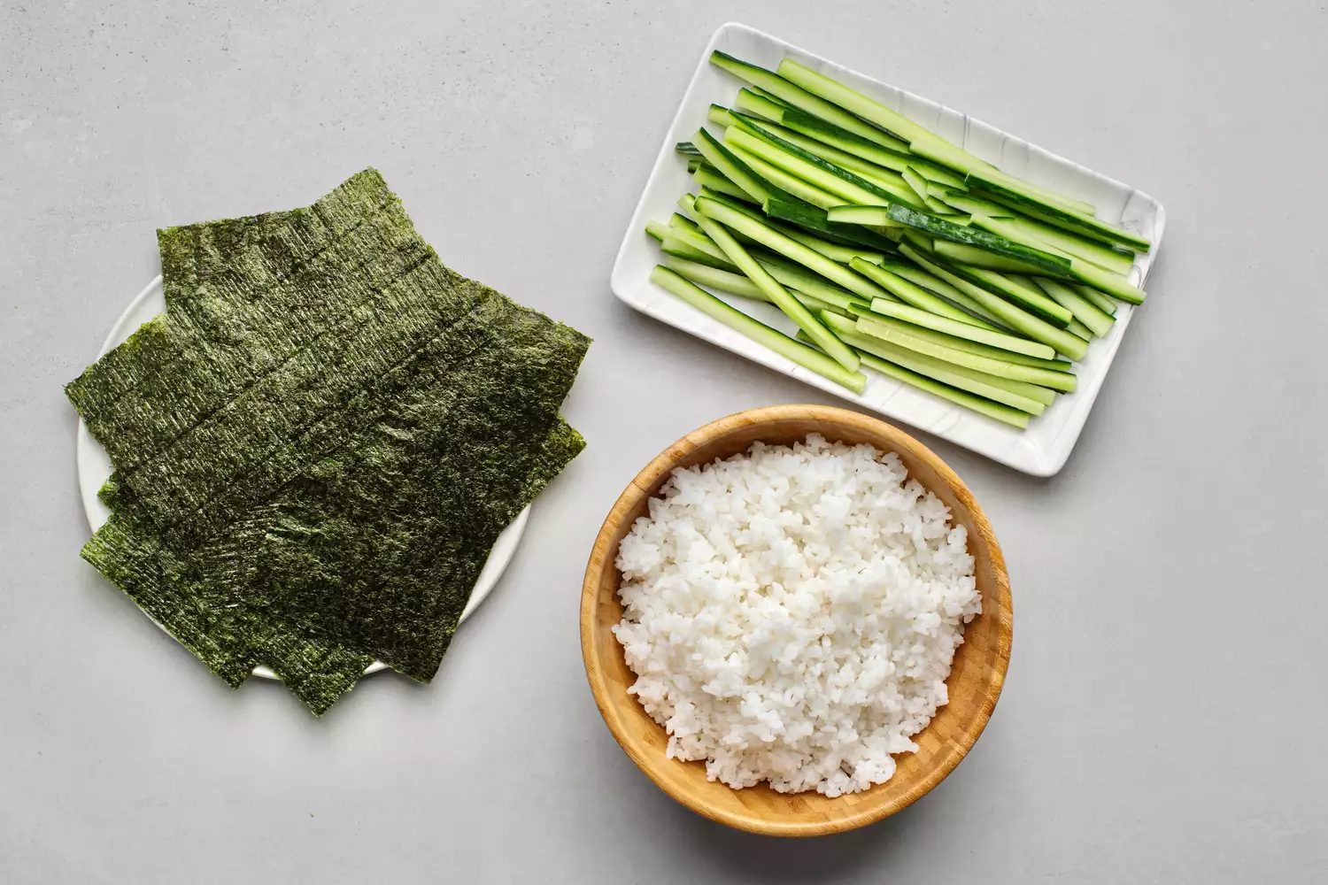 Ingrédients de Kappamaki (rouleau de sushi au concombre)