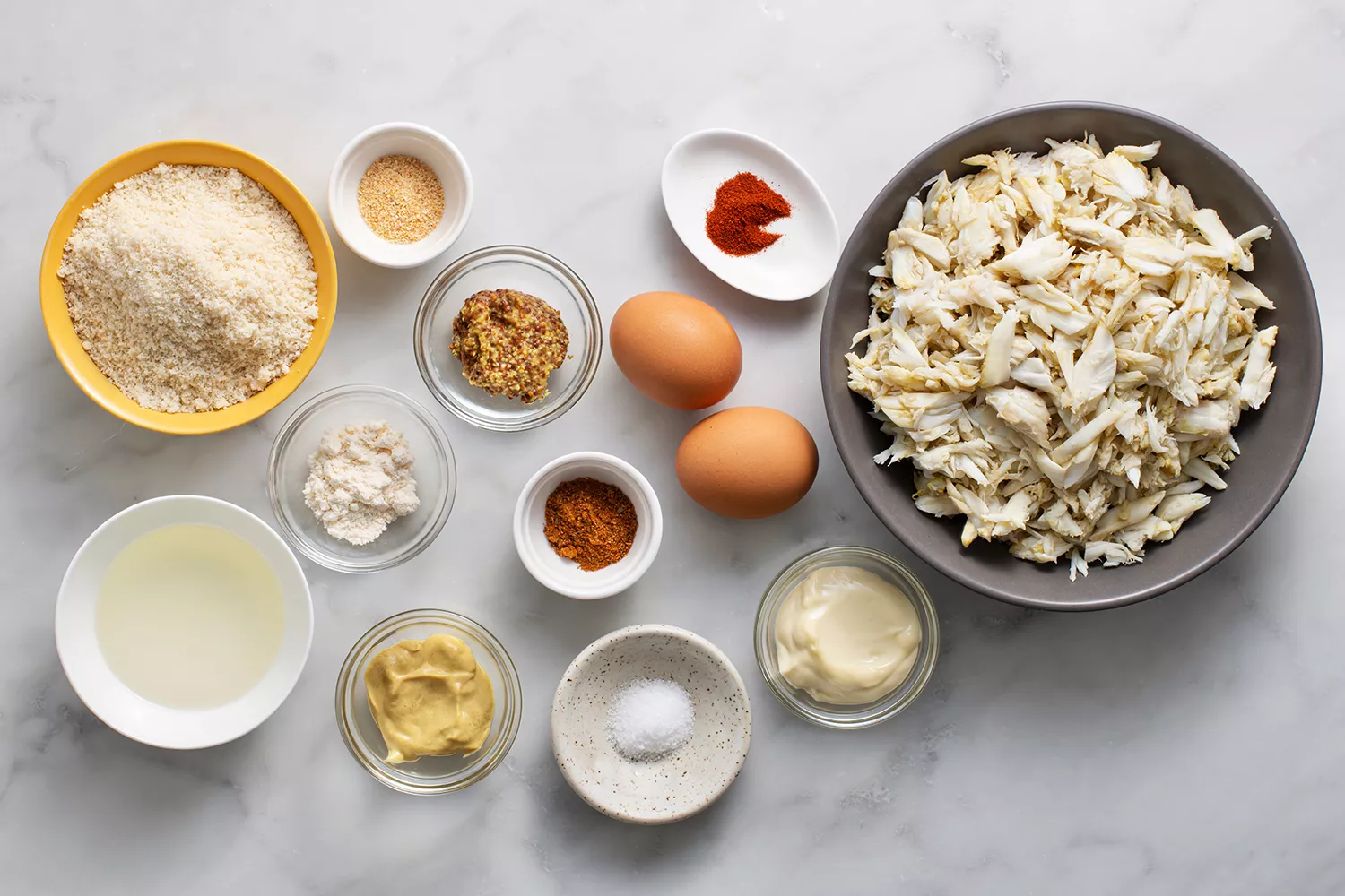 Ingrédients des gâteaux de crabe keto